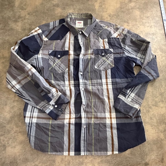 Levi's Other - Levi's Western Shirt Mens XXL Grey Plaid Pearl Snap Long Sleeve 3LYLW4882